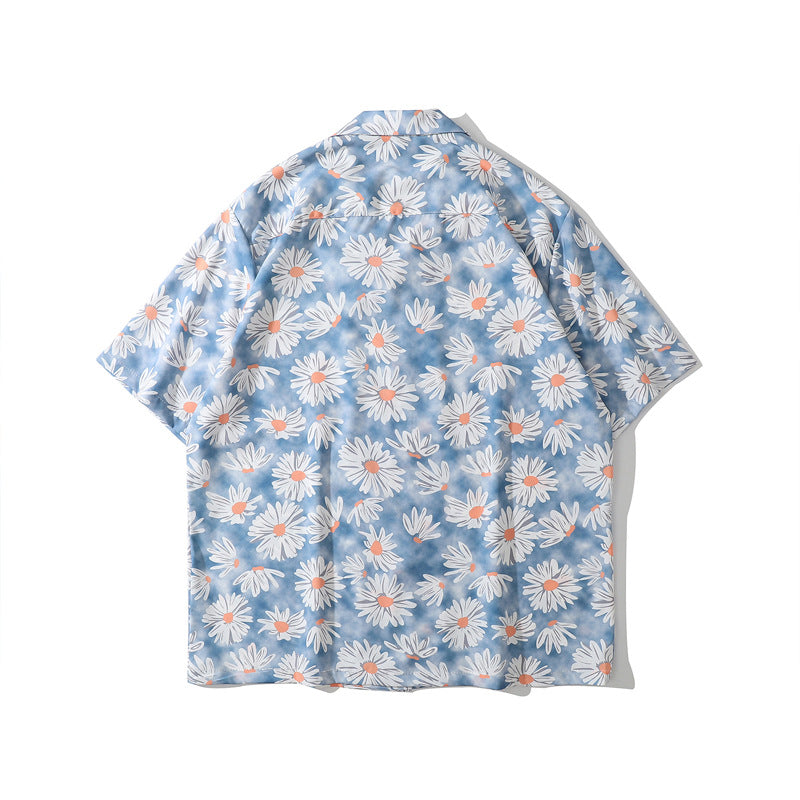 New for summer: Graffiti floral print short-sleeved shirt