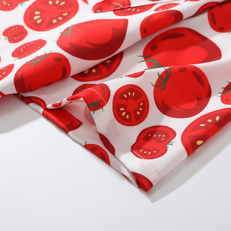 New summer tomato print short sleeve shirt