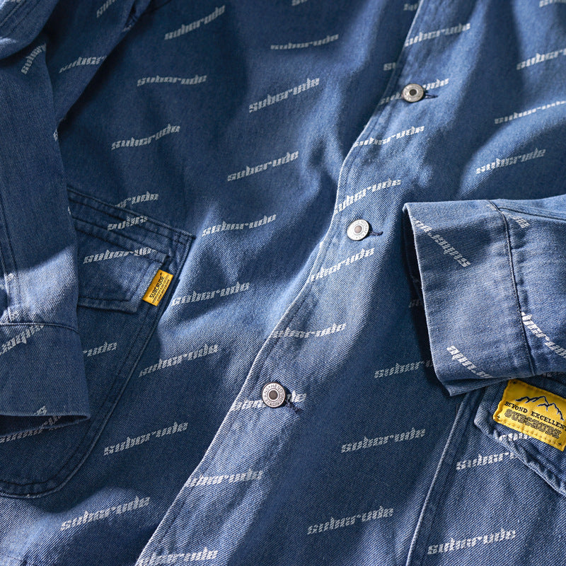 New for Spring Alphabet Denim Long Sleeve Shirt