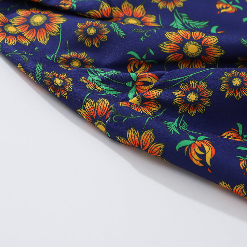 New summer sunflower print short sleeve shirt