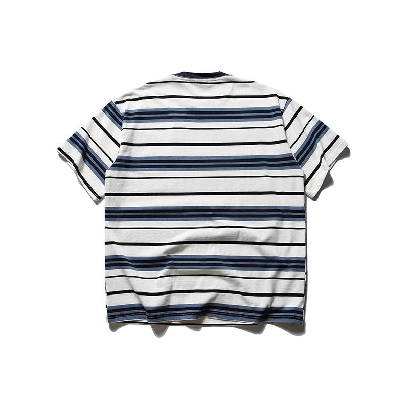 New summer 3D pocket striped T-shirt