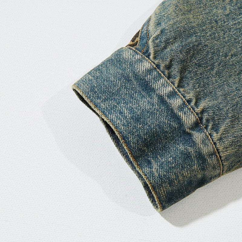 ウオッシュ加工ポケット付デニムジャケット