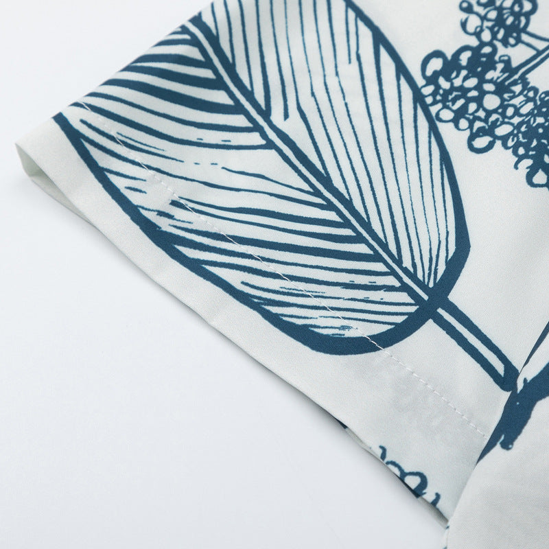 Botanical print short-sleeved shirt