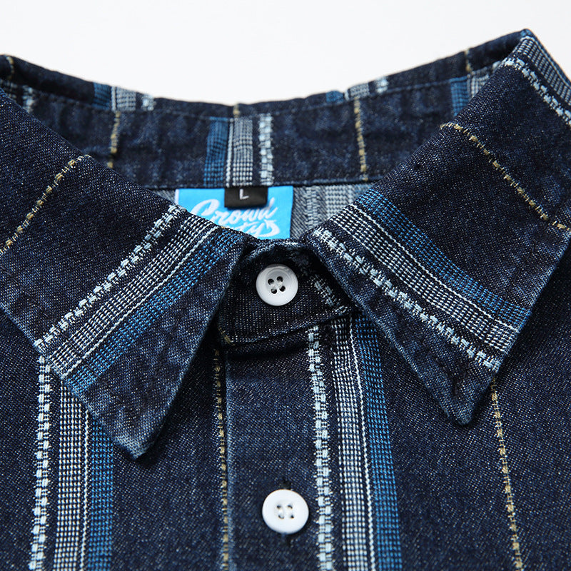 Striped pocket denim shirt