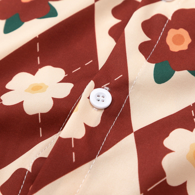 New summer check print short sleeve shirt