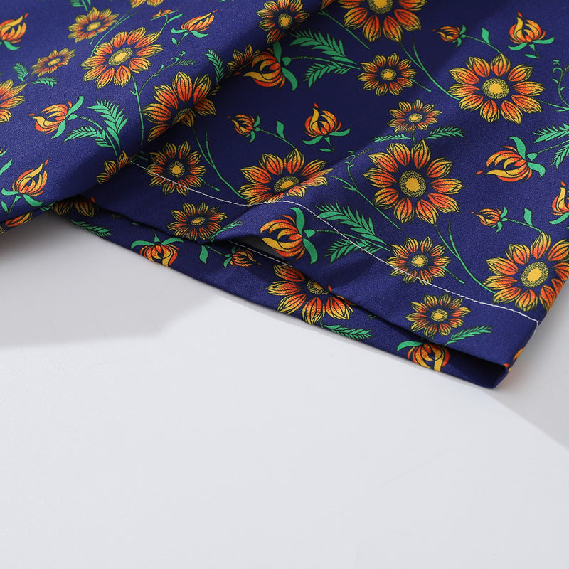 New summer sunflower print short sleeve shirt