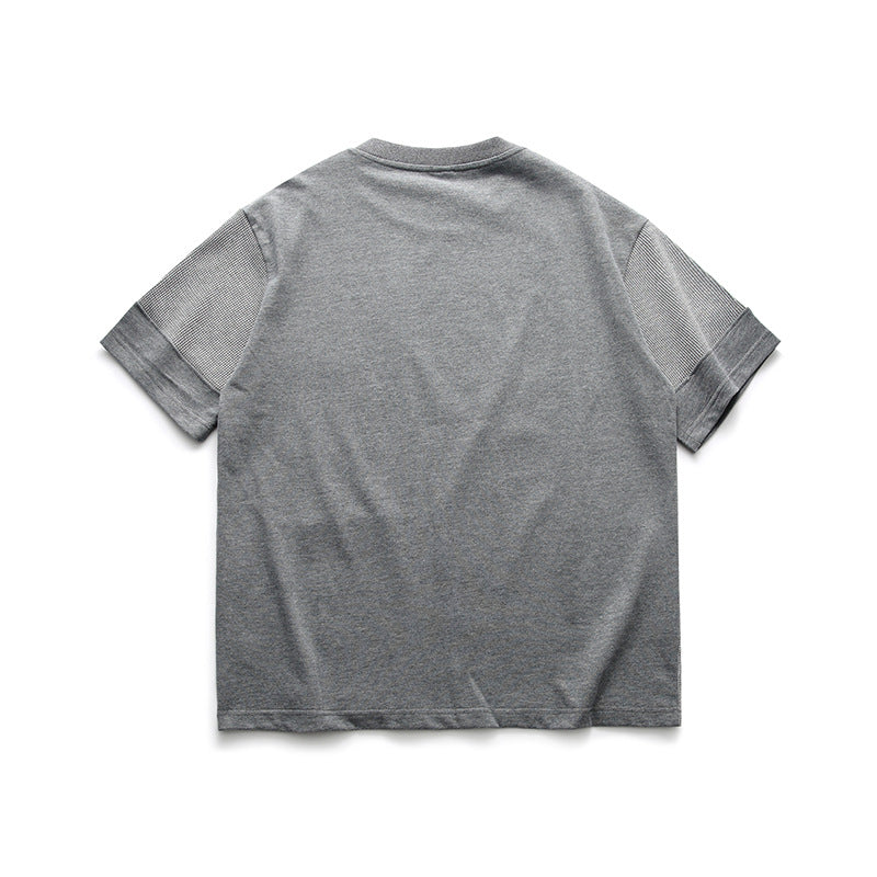 夏新作切替配色100%コットンTシャツ