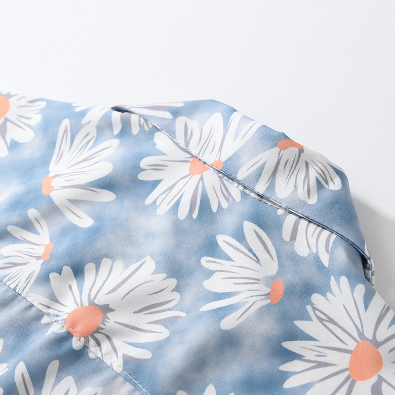 New for summer: Graffiti floral print short-sleeved shirt