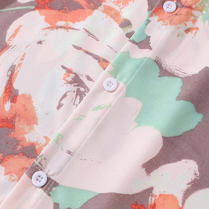 New Spring Vintage Floral Print Long Sleeve Shirt