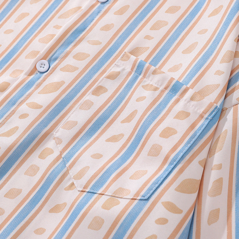 Spring New Vertical Striped Print Long Sleeve Shirt