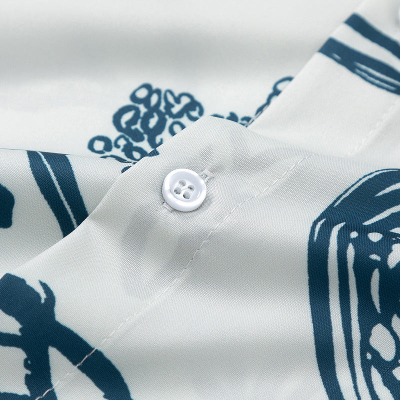 Botanical print short-sleeved shirt