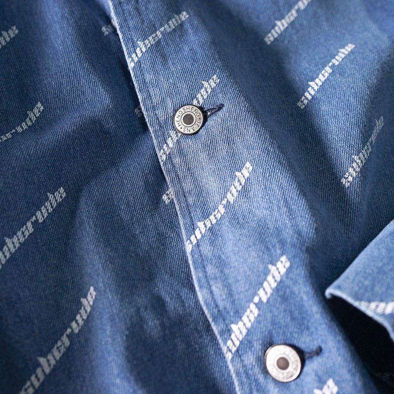 New for Spring Alphabet Denim Long Sleeve Shirt