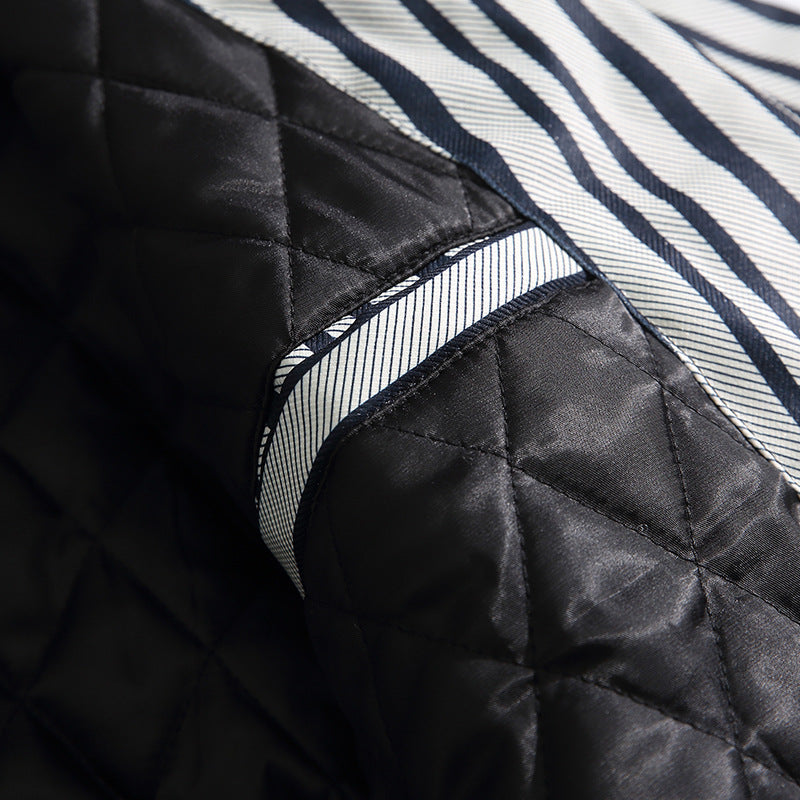 Loose-fitting padded jacket with contrasting borders and stripes