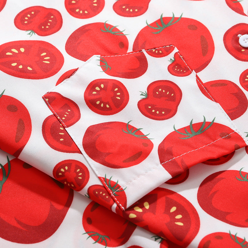 New summer tomato print short sleeve shirt