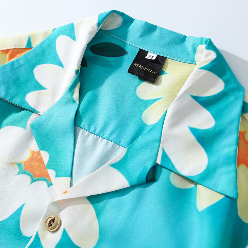 Aloha style floral print shirt in two colors