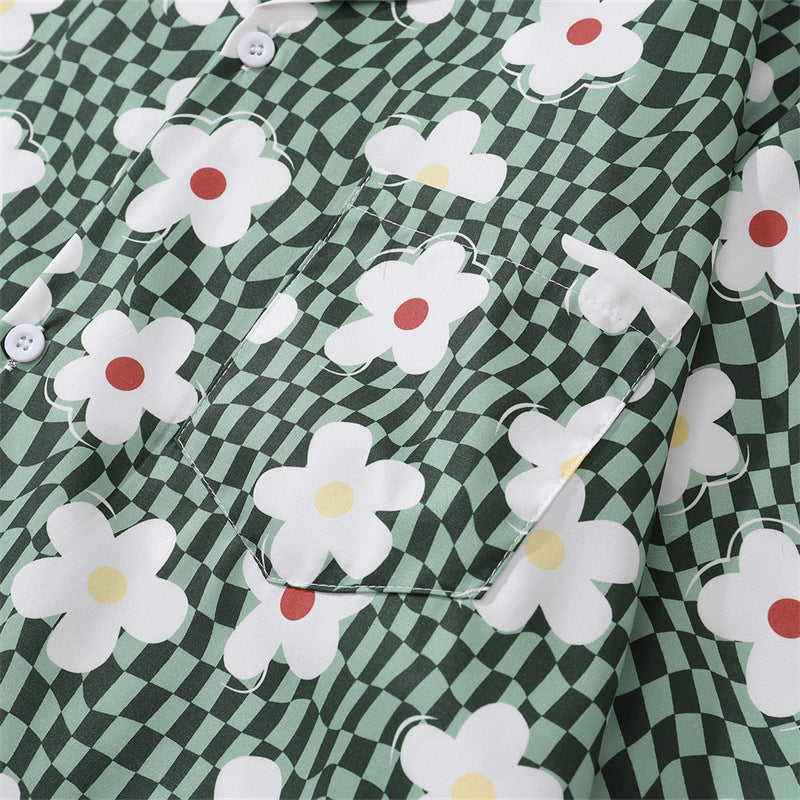 New summer check print short sleeve shirt