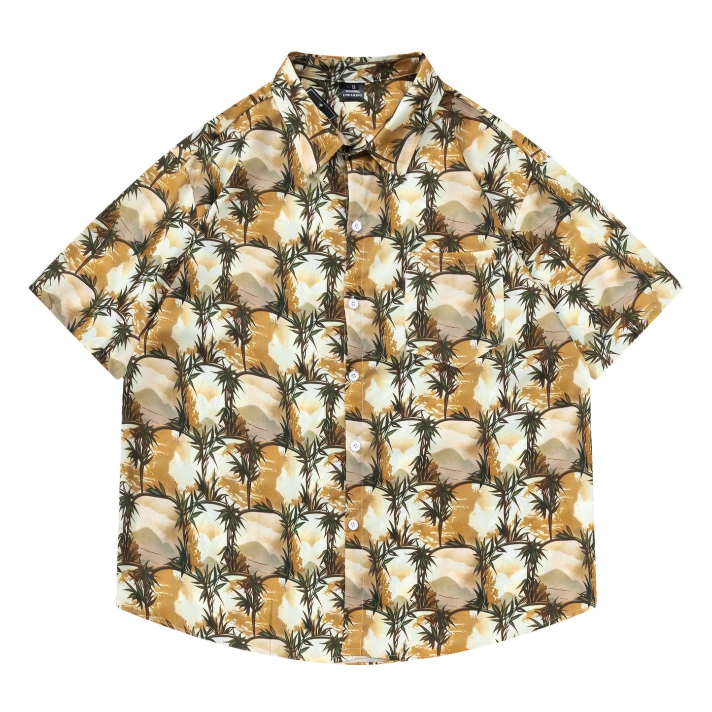 Hawaiian print short-sleeved shirt