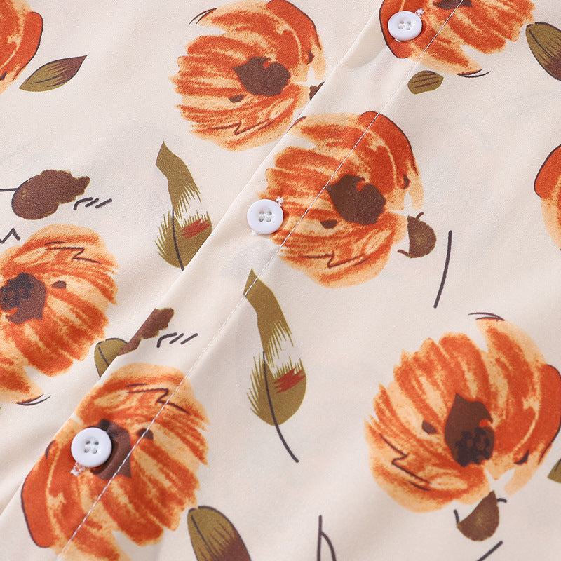 Vintage Spring New Floral Print Shirt