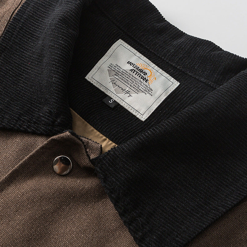 Plain, loose-fitting coat pocket lapel jacket