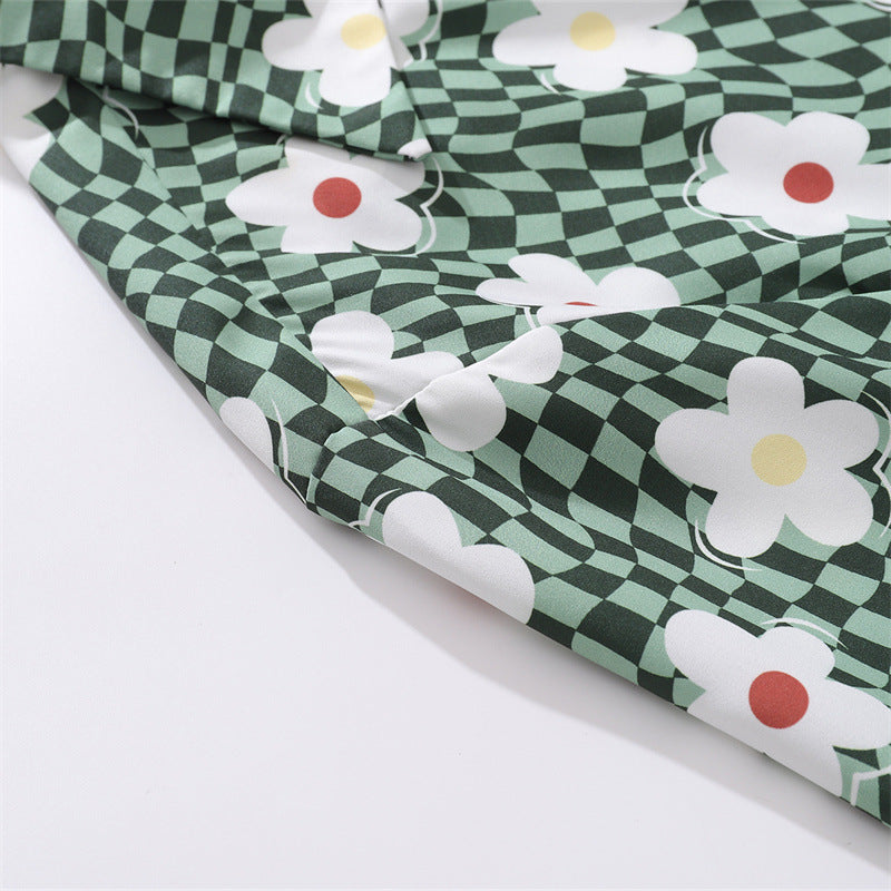 New summer check print short sleeve shirt