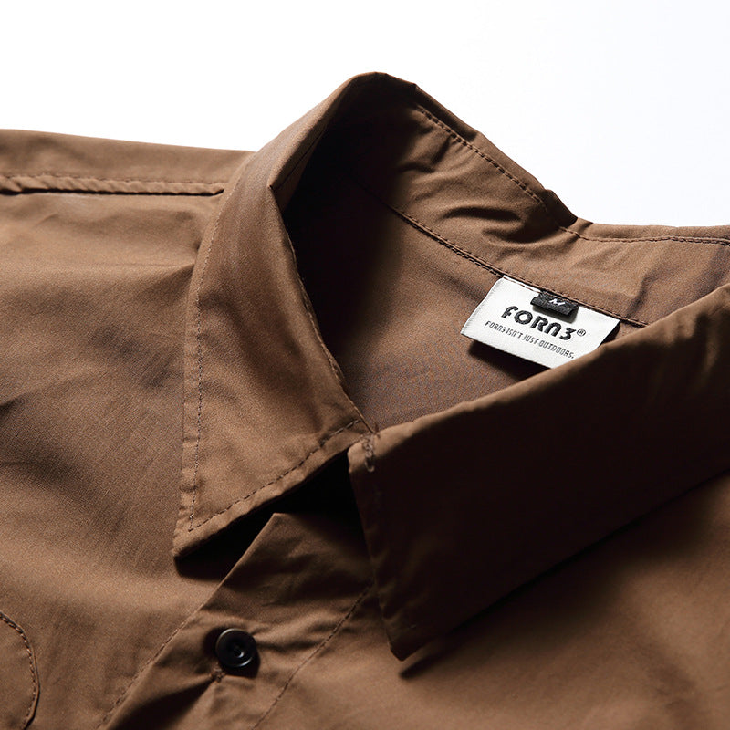 New for summer: Solid color 3D pocket short sleeve shirt