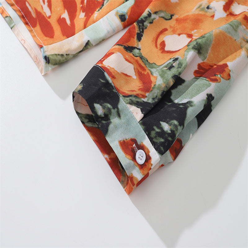Spring New Arrivals Floral Print Long Sleeve Shirt