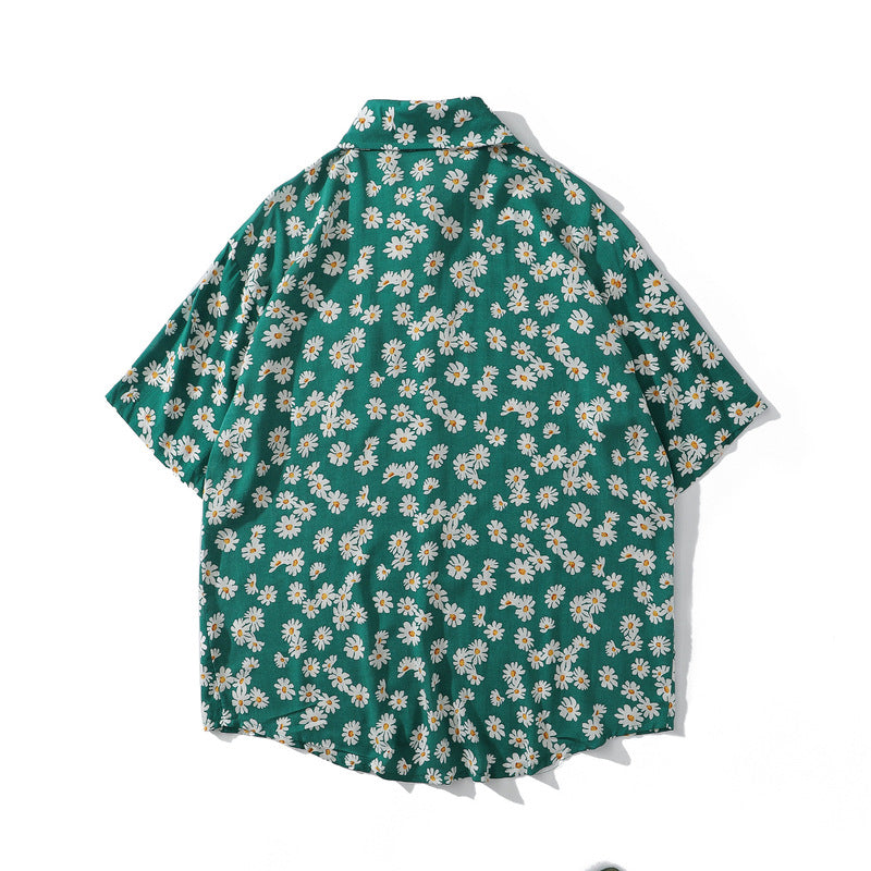 New summer daisy print short sleeve shirt
