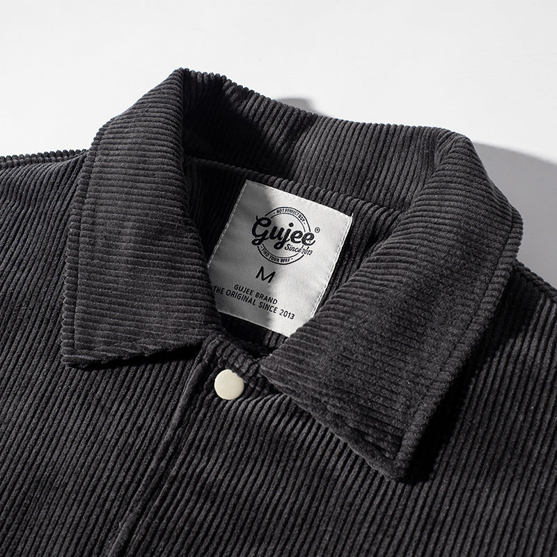 Plain corduroy embroidered skipper jacket