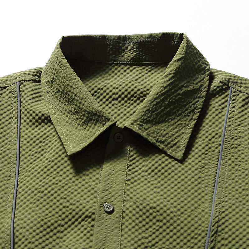 New summer multi-pocket plain short-sleeved shirt