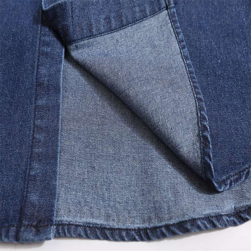 New summer embroidered denim short sleeve shirt