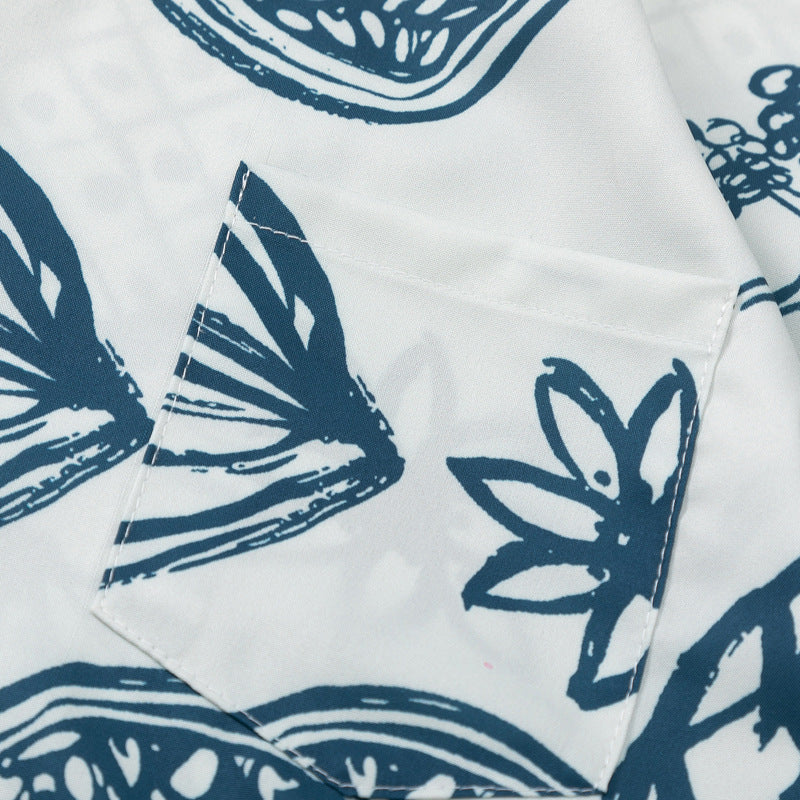 Botanical print short-sleeved shirt