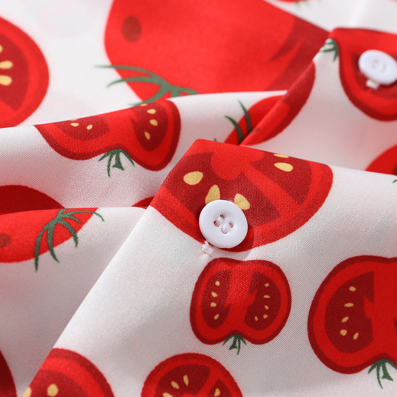 New summer tomato print short sleeve shirt