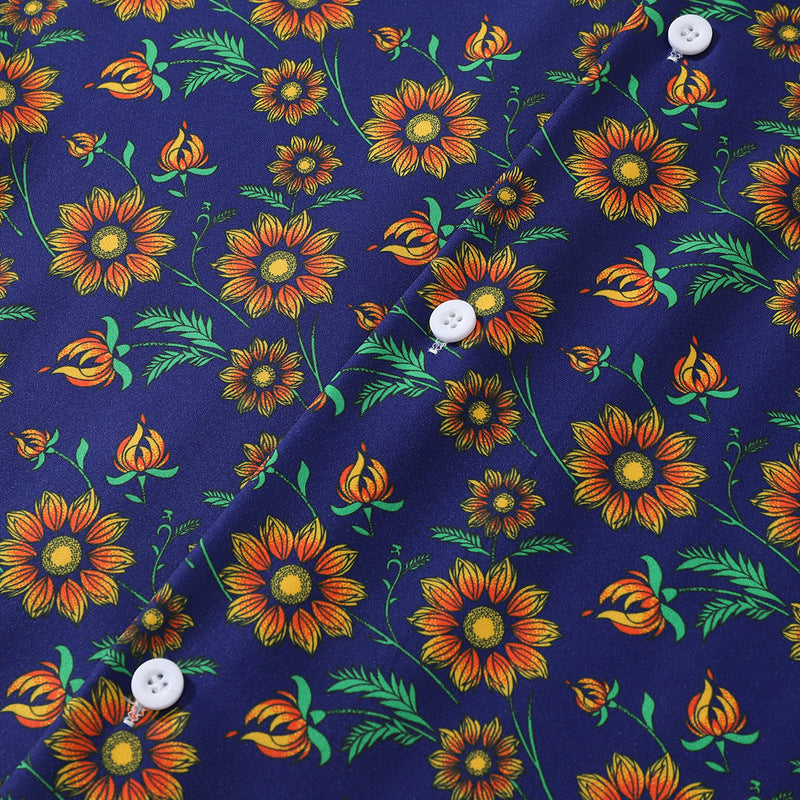 New summer sunflower print short sleeve shirt