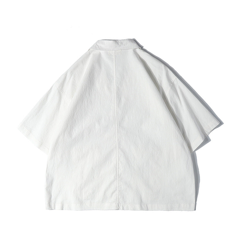 New for summer: Plain suit shirt with folded collar and short sleeves