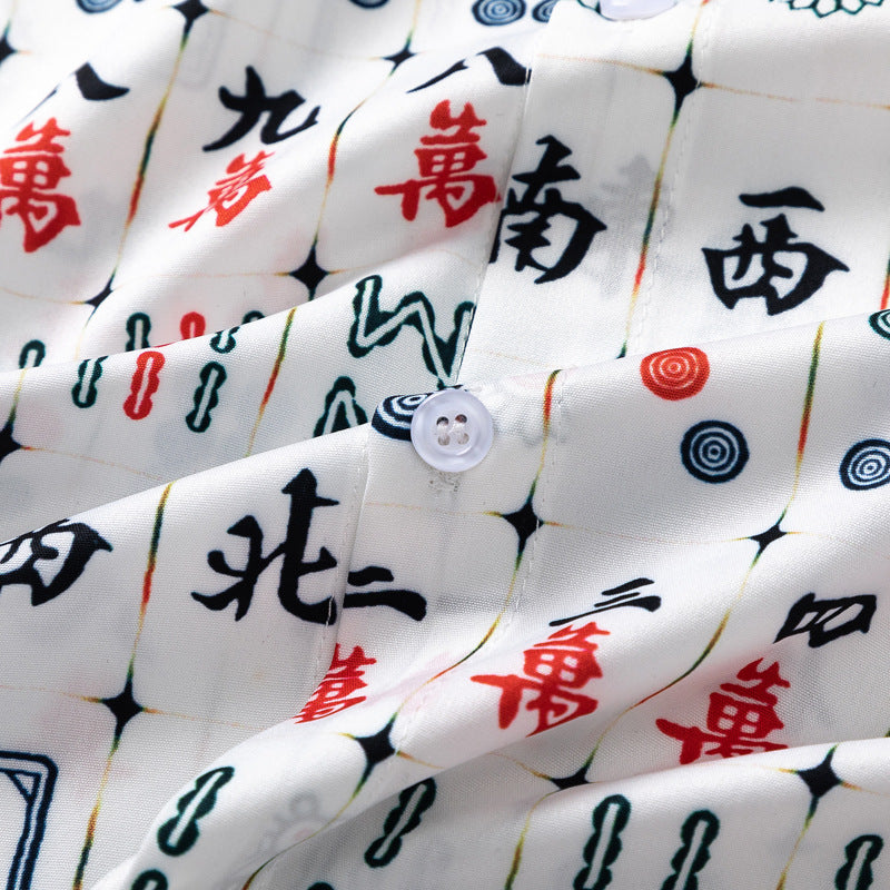 New for summer: Mahjong print short-sleeved shirt