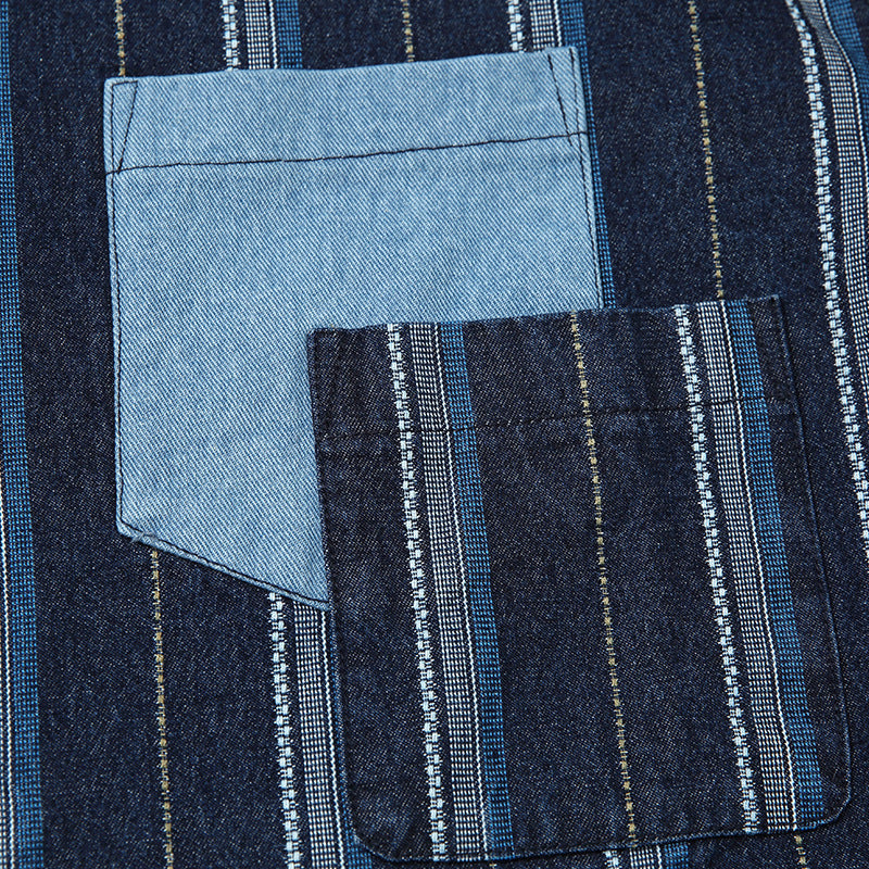 Striped pocket denim shirt