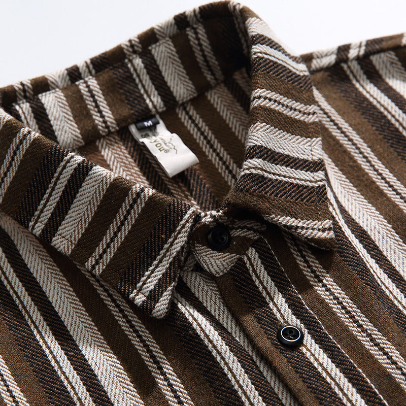 Striped long-sleeved shirt with pocket