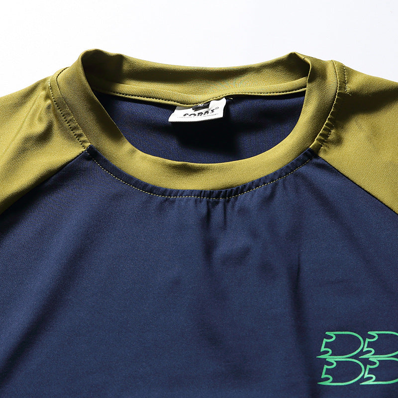 夏新作 配色 刺繍 Tシャツ