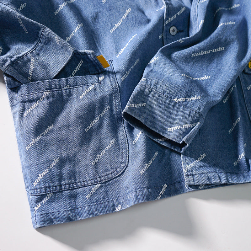 New for Spring Alphabet Denim Long Sleeve Shirt