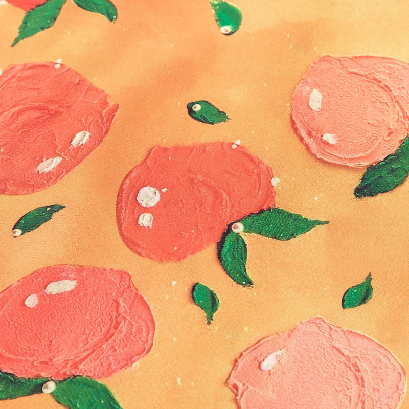 Peach fruit print short sleeve shirt