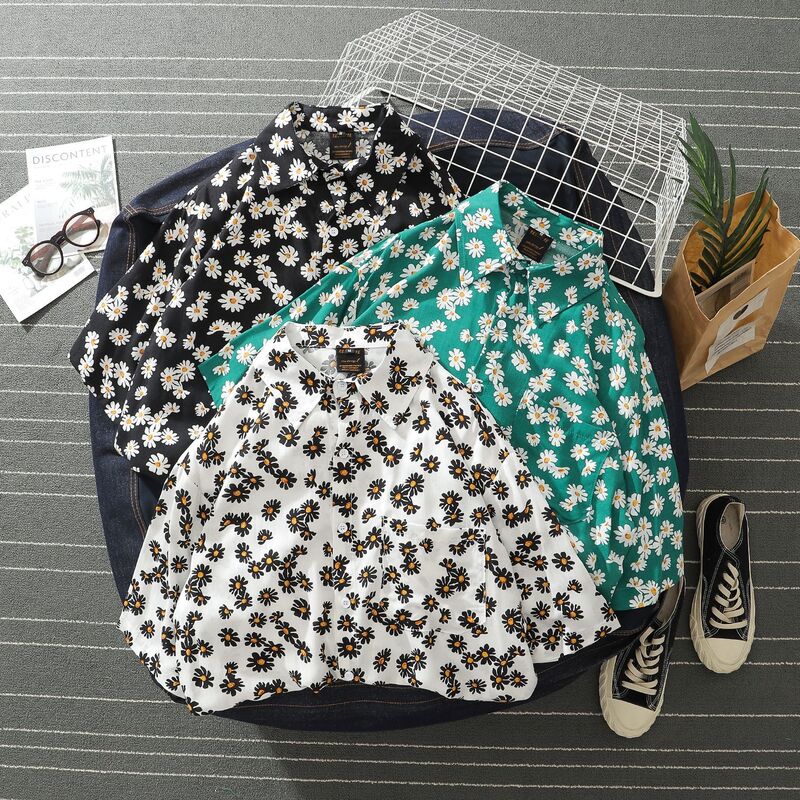 New summer daisy print short sleeve shirt