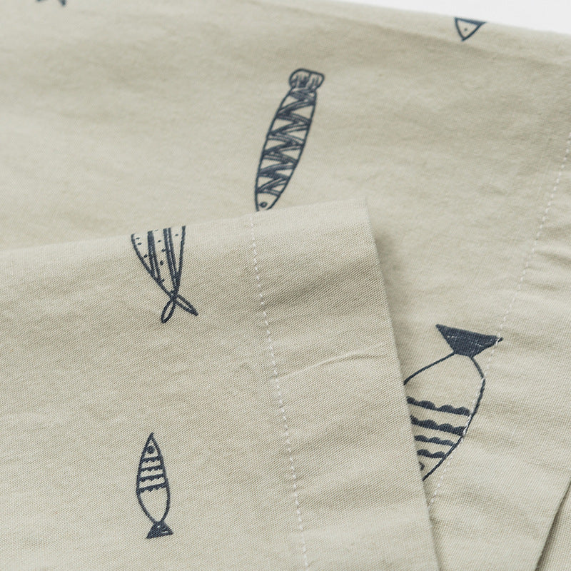 New for summer: Fish print short-sleeved shirt