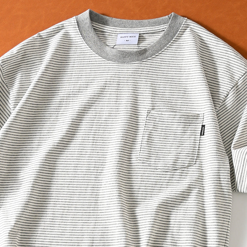 New for summer: Washed cotton striped short-sleeved T-shirt