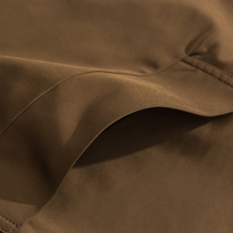 Spring plain turn-down collar mid-length/long coat