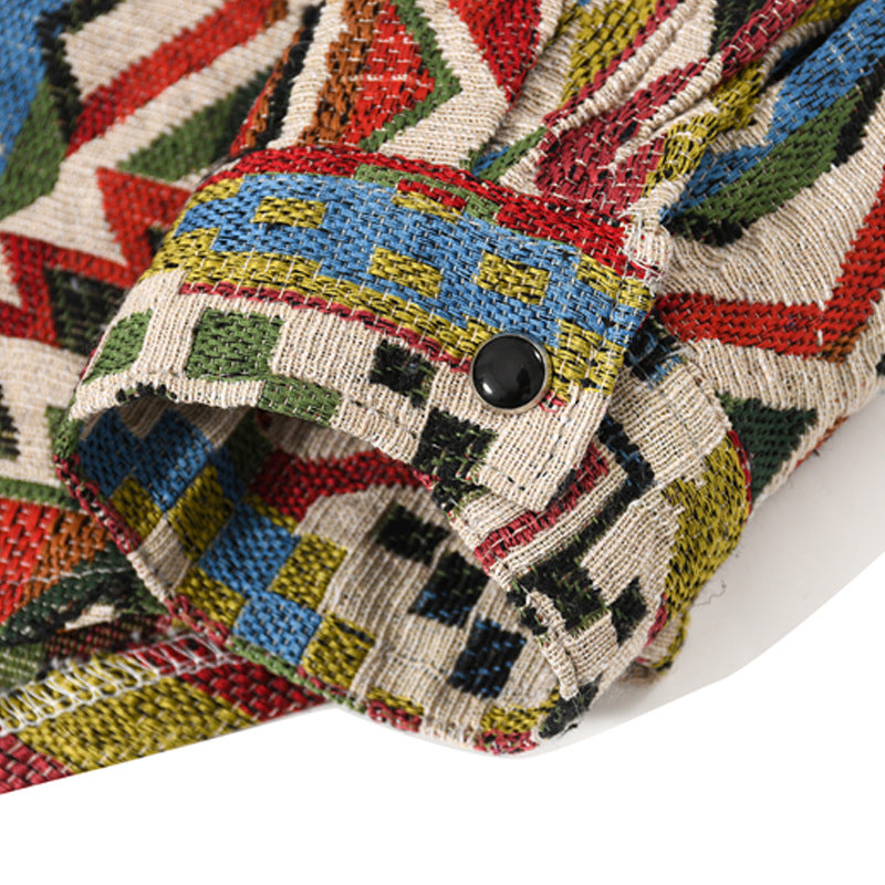 New for Spring: Ethnic Geometric Print Long Sleeve Shirt