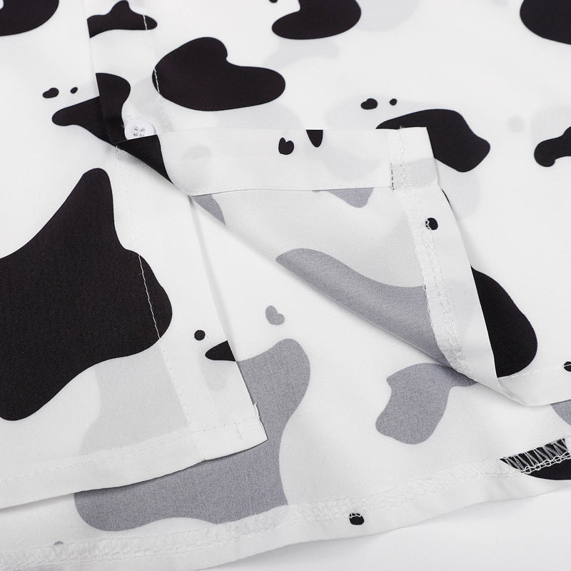 Dairy cow dot print short sleeve shirt