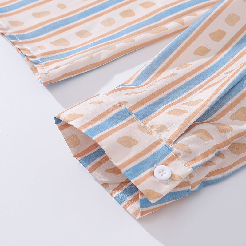 Spring New Vertical Striped Print Long Sleeve Shirt