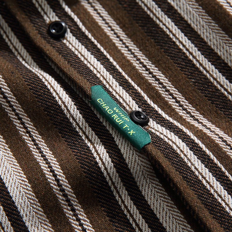 Striped long-sleeved shirt with pocket