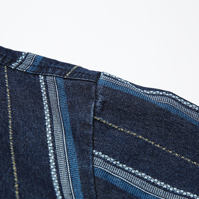 Striped pocket denim shirt