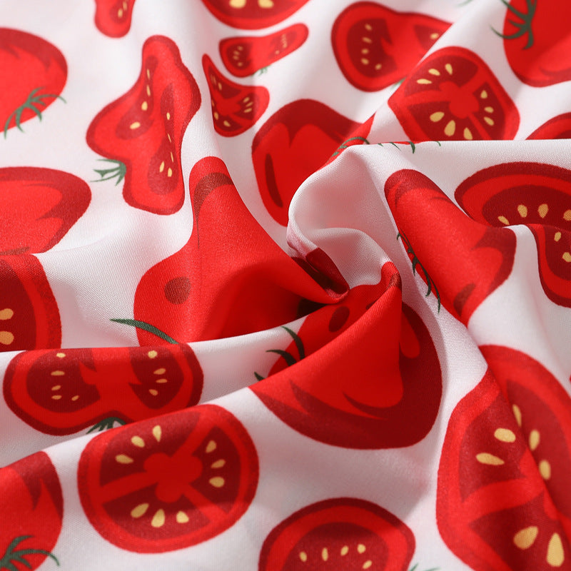 New summer tomato print short sleeve shirt